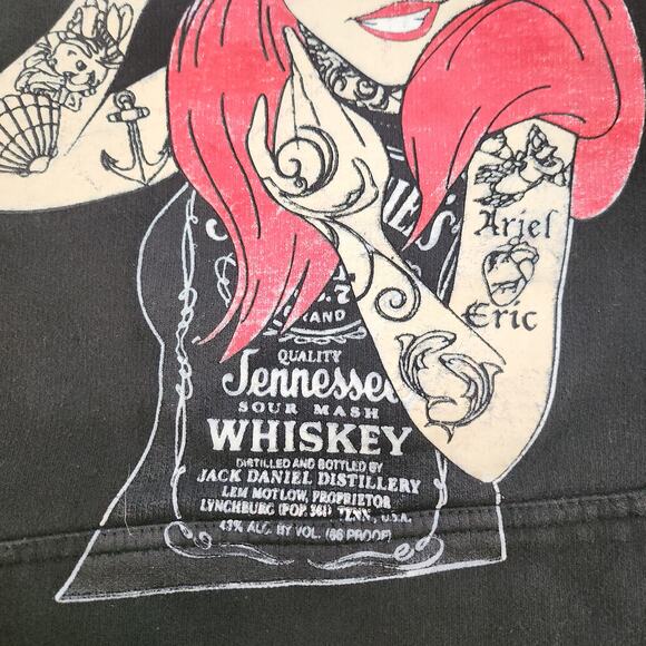 Tennessee Whiskey Sweatshirt Womens Medium Black Grunge Ariel Jack Daniels Punk - Picture 7 of 16